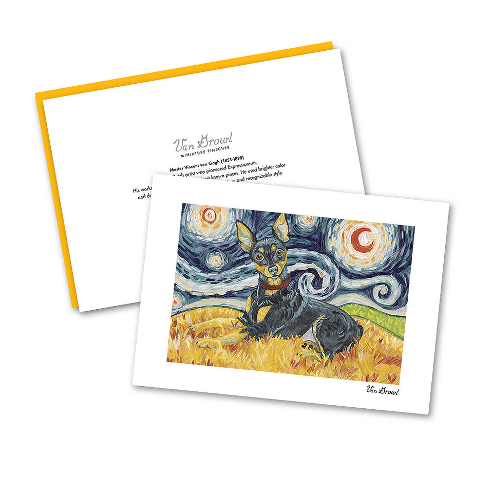 Miniature Pinscher Starry Night Notecard Set