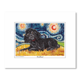 Poodle Black Starry Night Matted Print