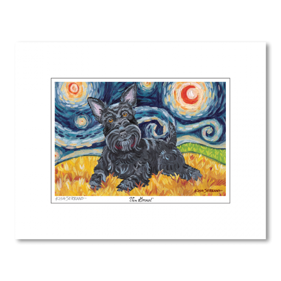 Scottish Terrier Starry Night Matted Print
