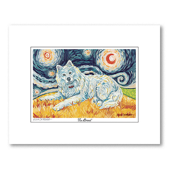 Samoyed Starry Night Matted Print