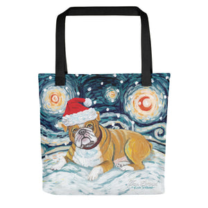 Bulldog Snowy Night Tote