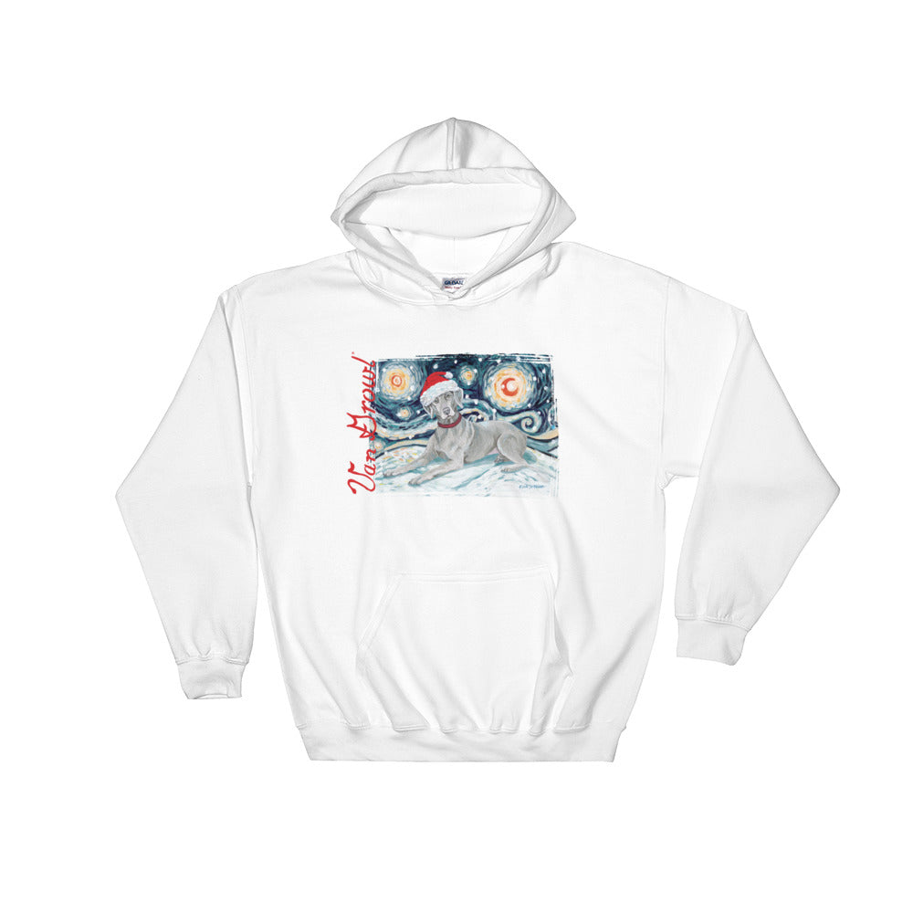 Weimaraner Snowy Night Hoodie