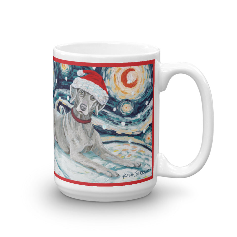 Weimaraner Snowy Night Mug - 15oz